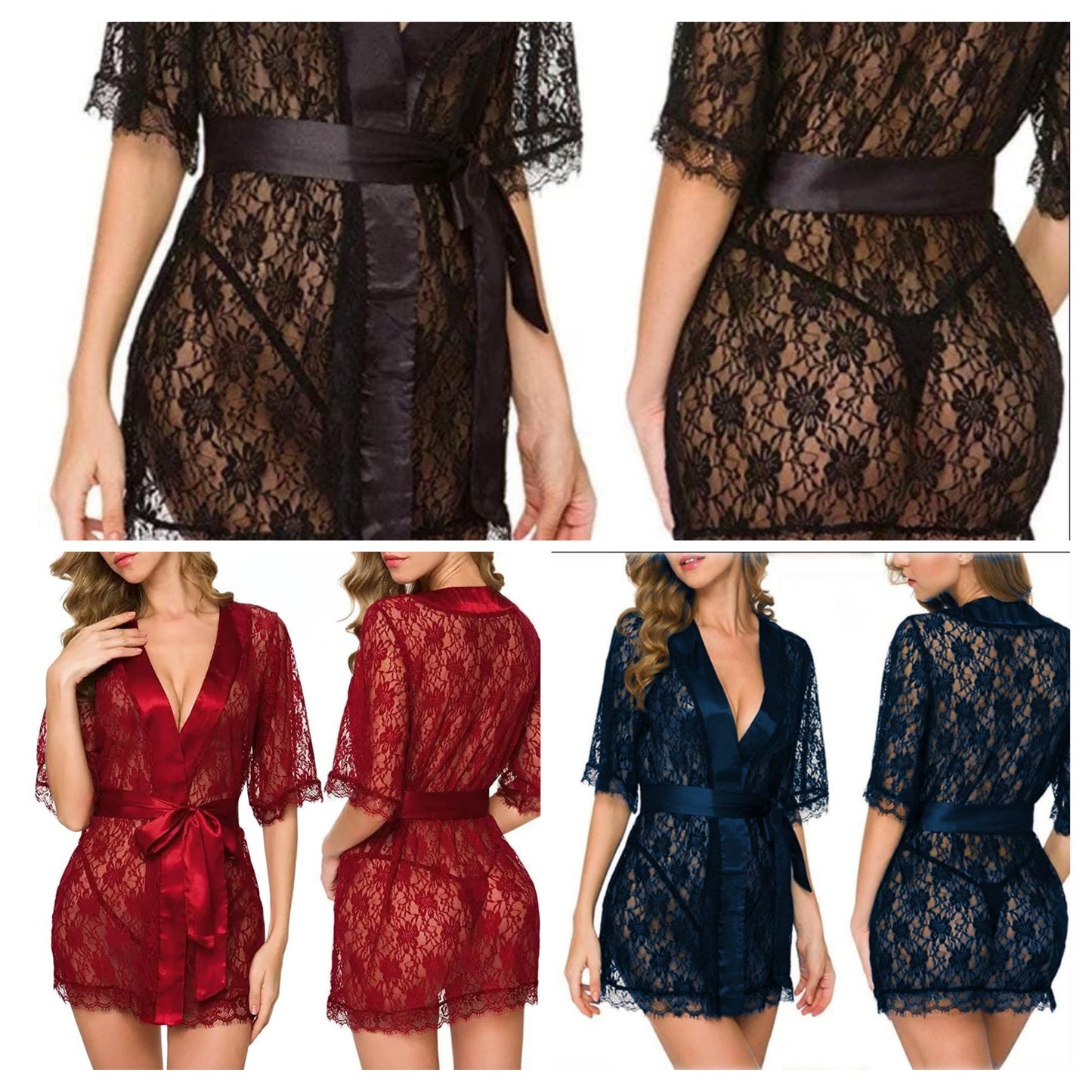 Luxury Floral Lace Sheer Robe Set - 2 Piece