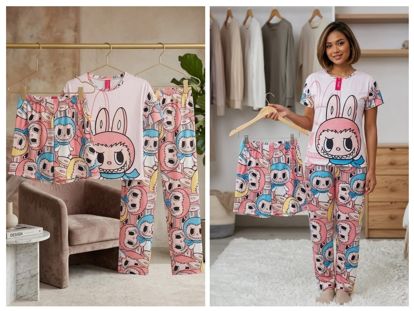 Cute Printed Cotton Lounge Pajama Set - Full Sleeves