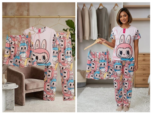 Cute Printed Cotton Lounge Pajama Set - Full Sleeves