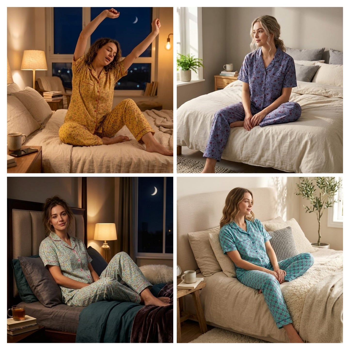 Cute Printed Cotton Lounge Pajama Set - Full Sleeves