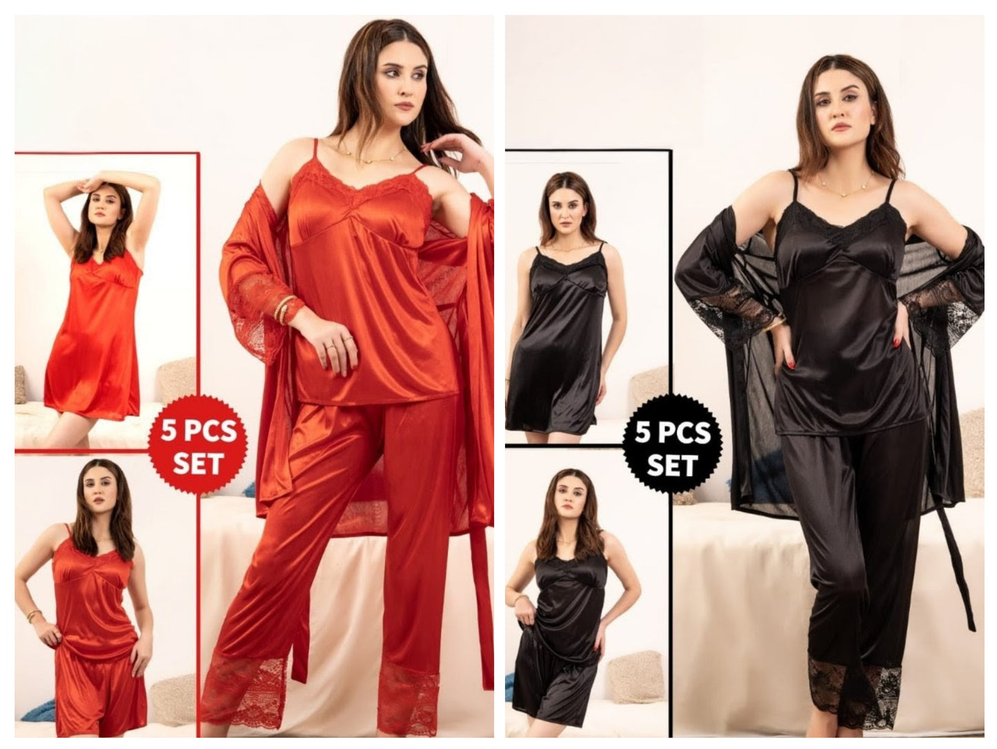 Bridal Luxury 4-Piece Satin Nightwear Suit Set