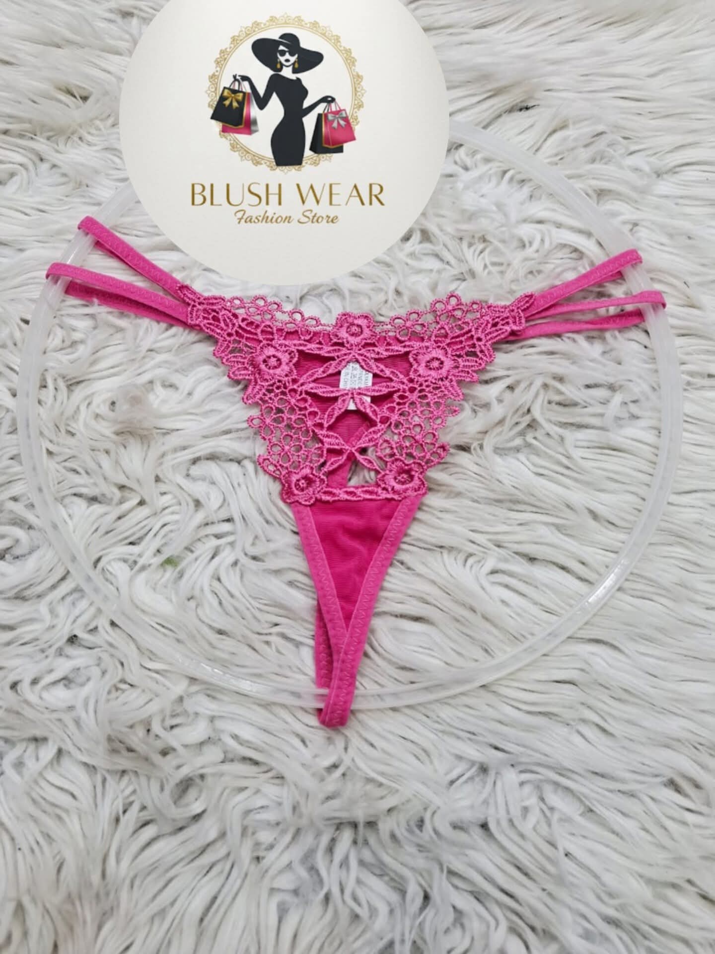 Tempting Hot Pink Floral Lace Strappy G-String