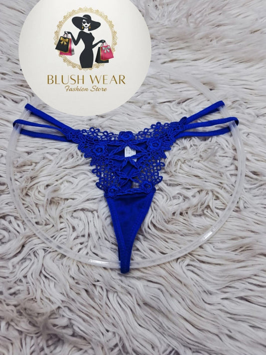 Royal Blue Crochet Lace Luxury Strappy Thong