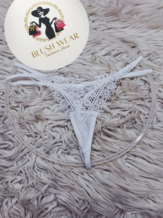 Pearl White Delicate Lace Seamless G-String